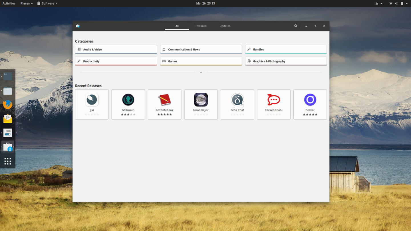 GNOME Software on Clear Linux 28210