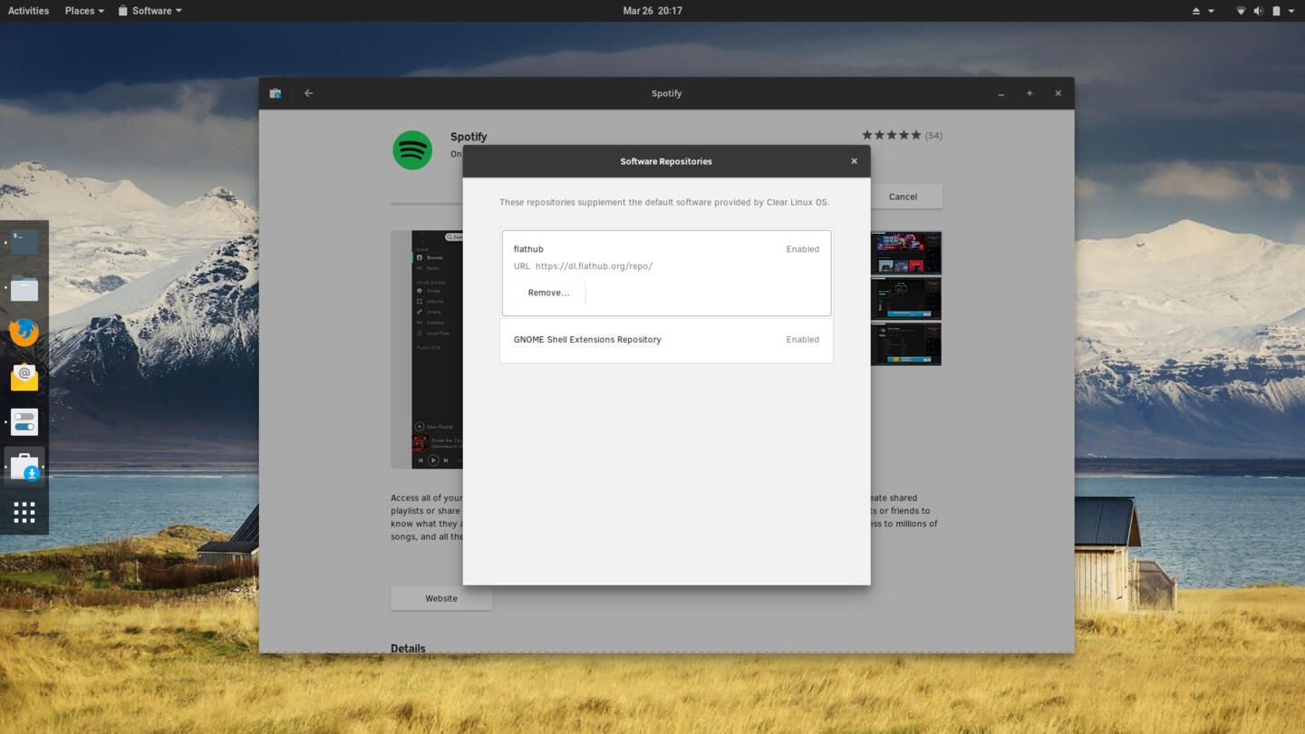 GNOME Software on Clear Linux 28210