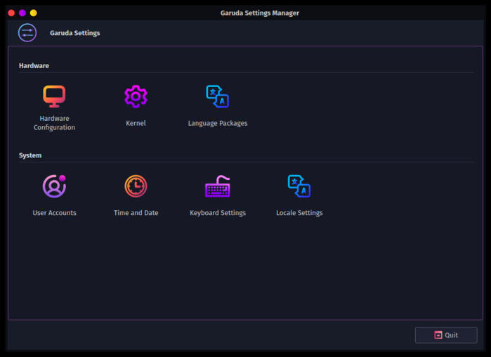 Garuda Settings Manager GUI