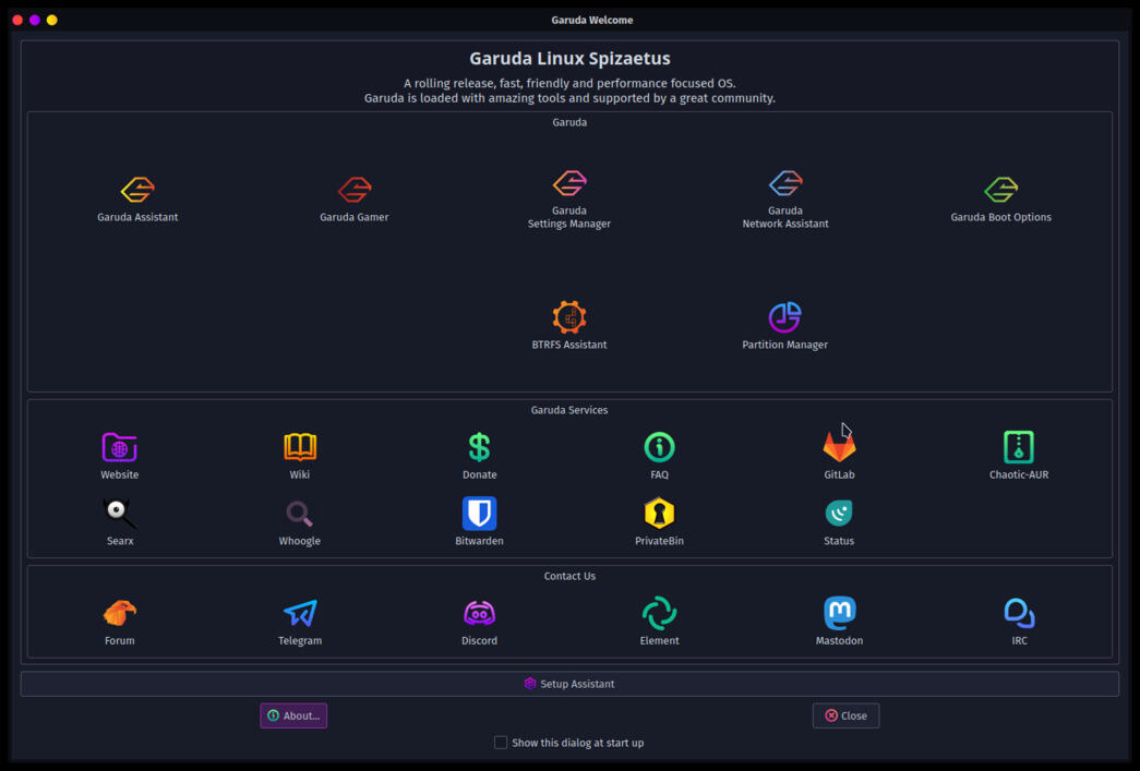 Garuda Welcome GUI application