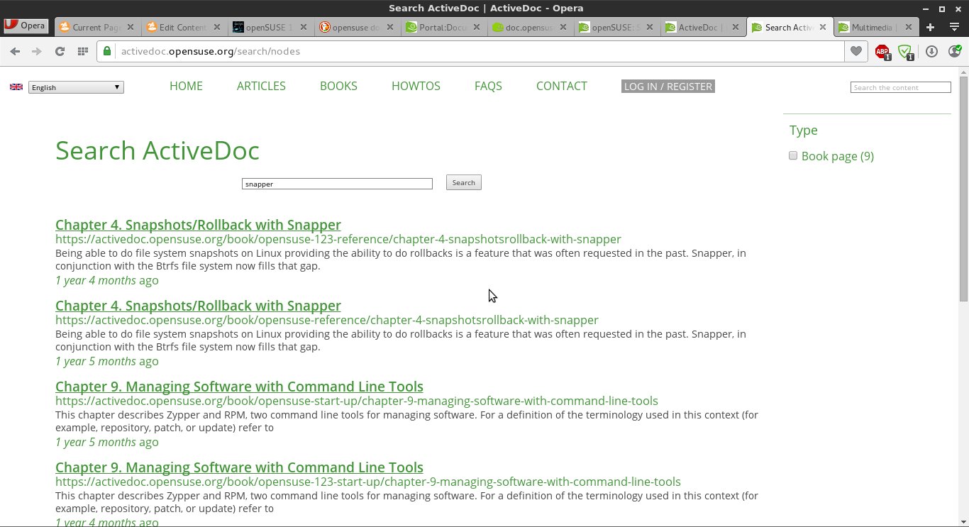openSUSE active document portal search results