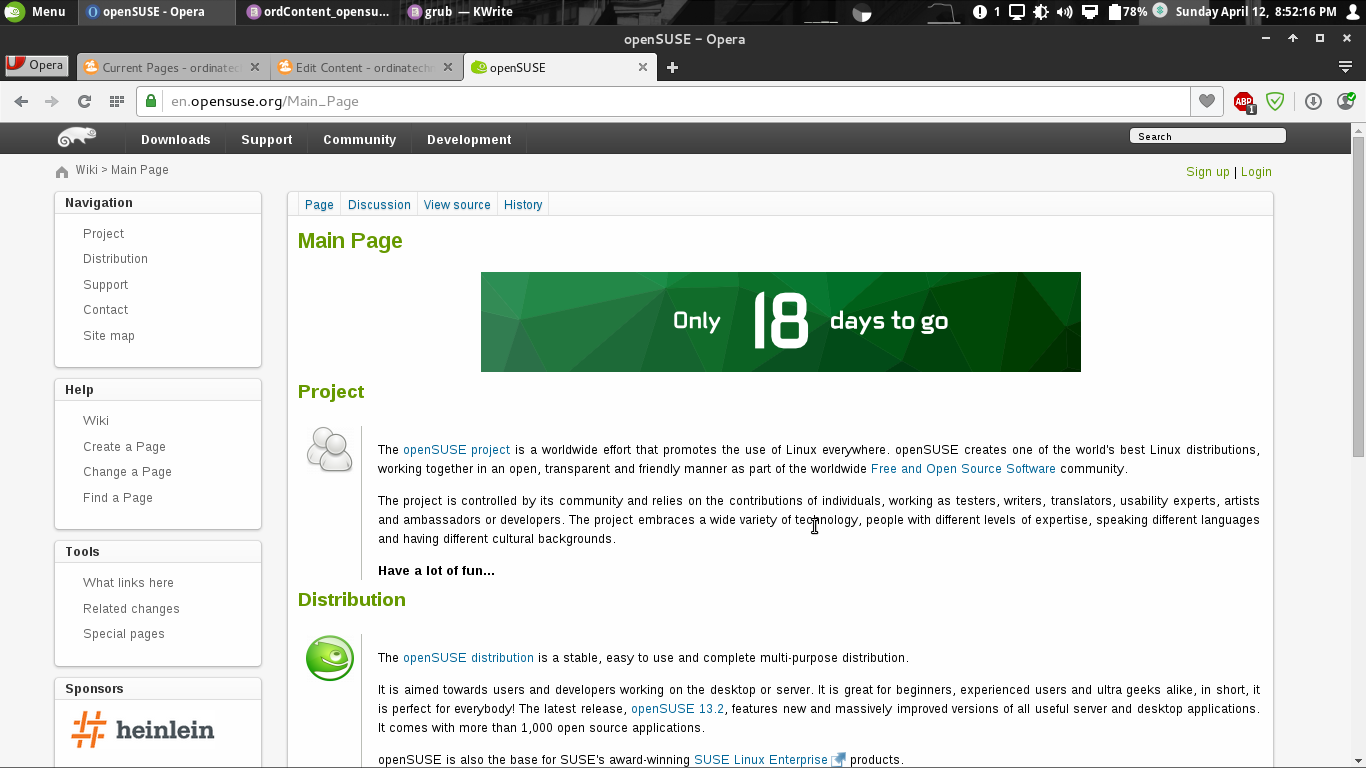 openSUSE wiki main page