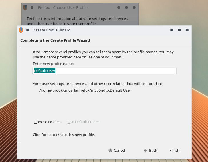 Create Profile Wizard Screen 2