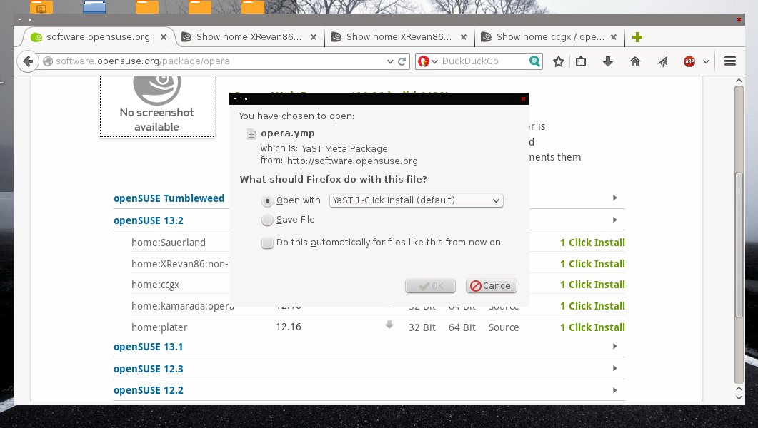 openSUSE software portal 1-Click Install