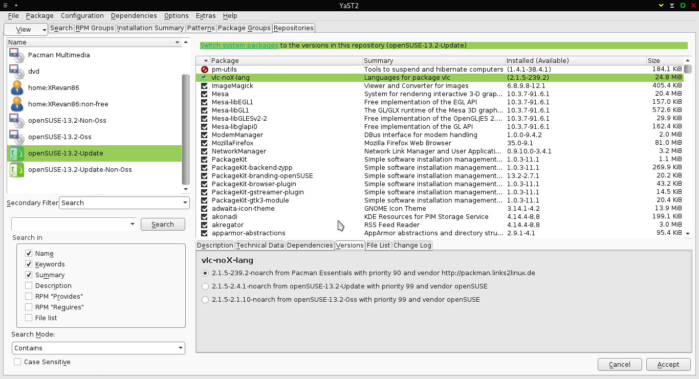 The YaST Software Management module