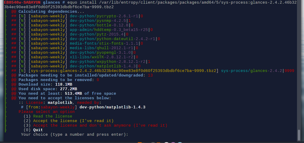 Dependencies required for use flags specified in /etc/portage/package.use/00-sabayon.package.use are resolved by Entropy.